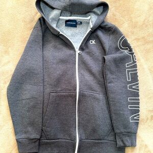 Calvein klein jeans jacket size 14-16 light grey inside and out matching color.